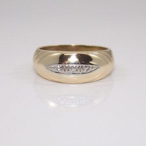 14K Yellow Gold Men's Diamond Wedding Band Ring Size 9.75